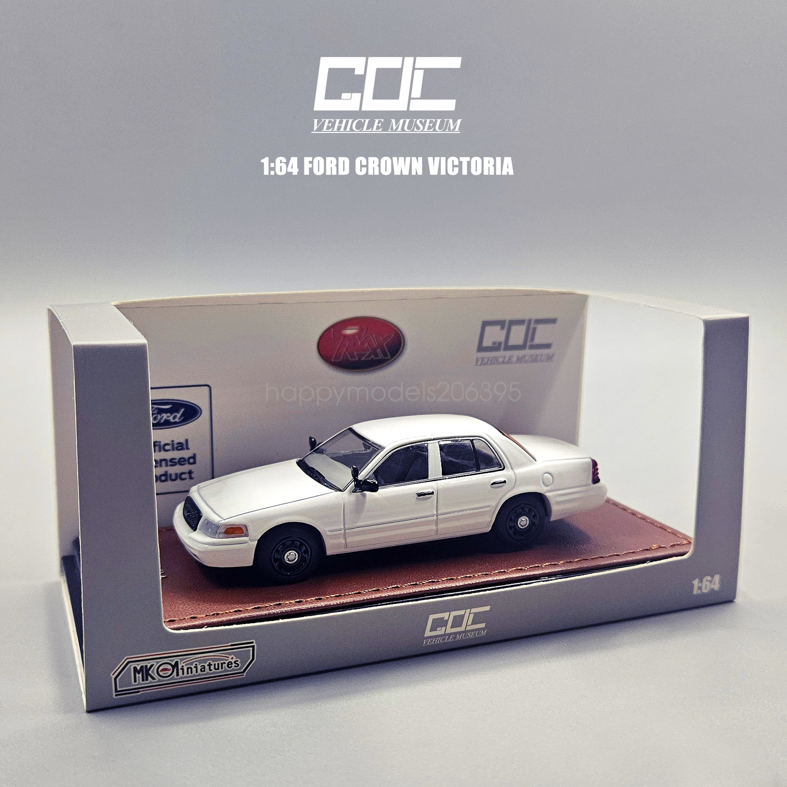 GOC 1:64 Scale White Police Crown Victoria EN114 American Diecast Metal Gift