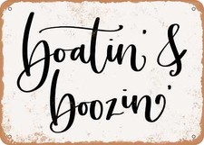 METAL SIGN - Boatin and Boozin - Vintage Look Sign