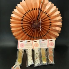 Vintage Lot of 6 Paper Rosettes Handcrafted by Women's Co-operative in Nepal 16"