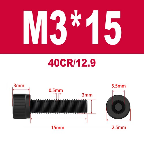 DIN912 12.9 legierter Stahl Zylinderschrauben Innensechskant M1.4-M3 - Bild 94 von 115