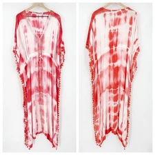 Michael Stars Farrah Maxi Caftan White Pink Tie Dye REVOLVE One Size Beach Pool