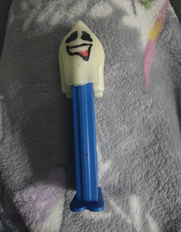 PEZ Ghost Candy Dispenser White Head Blue Stem Made in Hungary