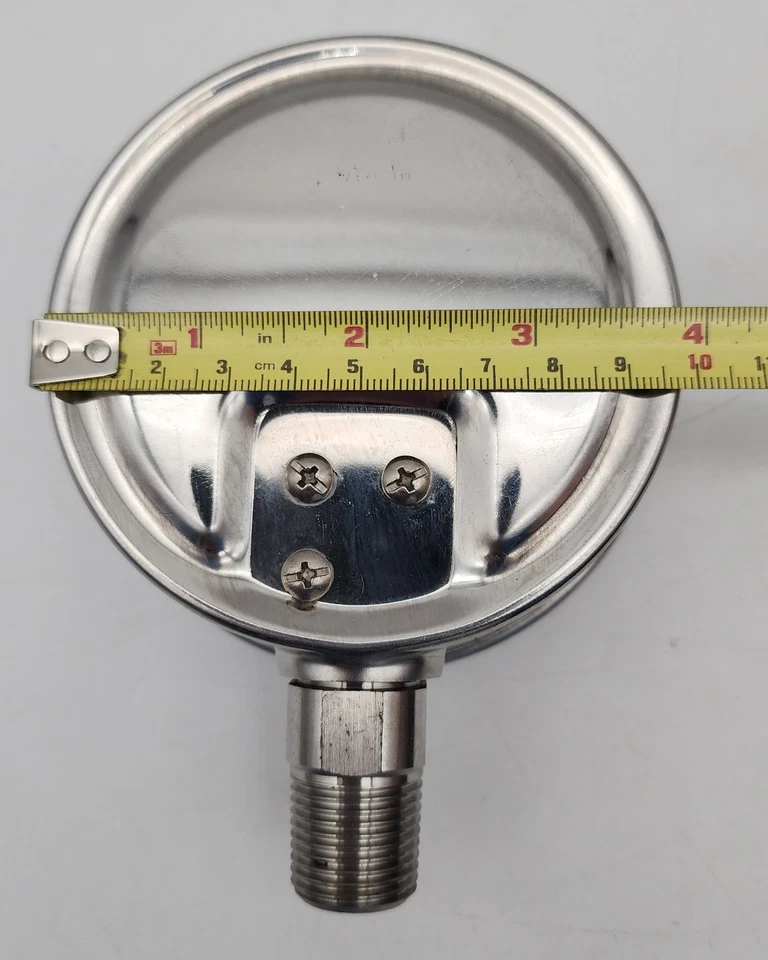 100 PSI LIQUID FILLED PRESSURE GAUGE SS 7 BAR PRESSURE GAUGE 4" FACE 3/4" NPT - Image 3 of 4