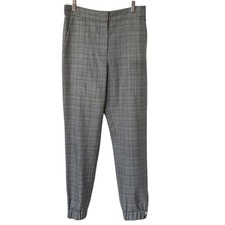 TIBI Cooper Plaid Wool Silk Jogger Pants