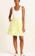 J. Crew Lemon yellow and white print A-line Skirt, 100% Cotton Vintage Size 8