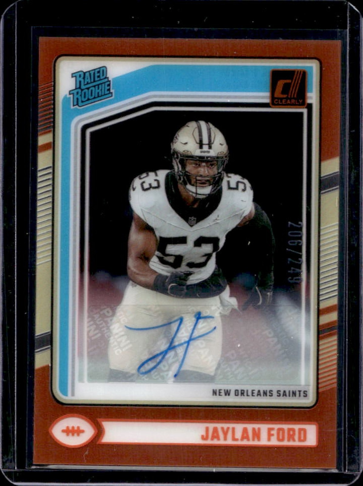 Jaylan Ford Panini Clearly Donruss #92 Autograph-Orange