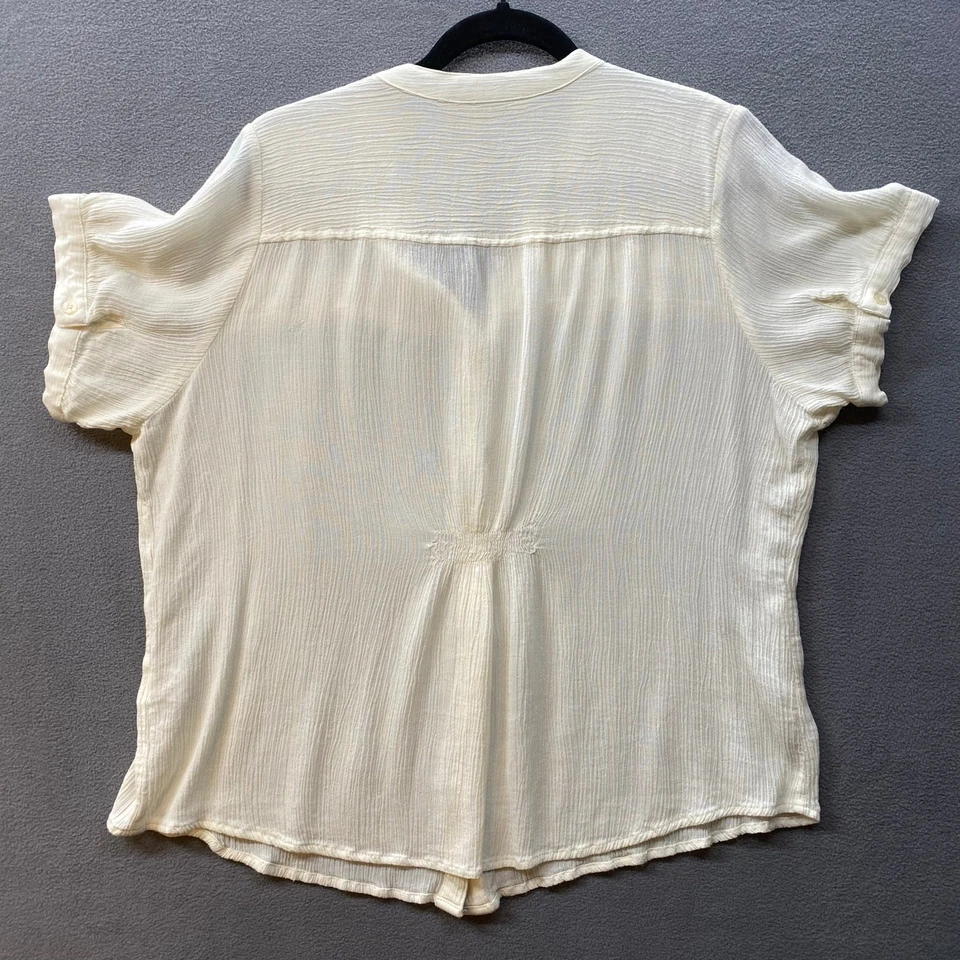 Top Krazy Kat para mujer 1X crema con botones manga corta encaje cottagecore Foto 2 de 4