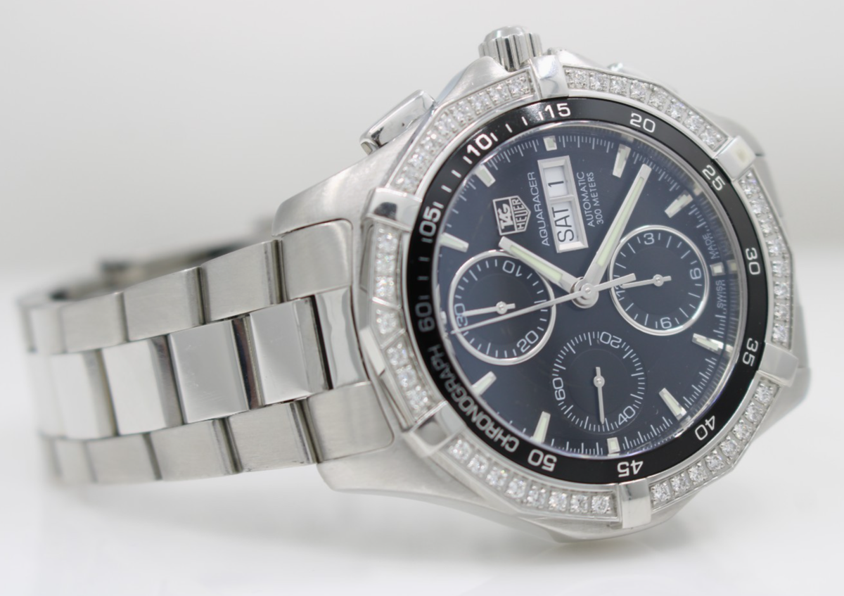 TAG Heuer Aquaracer 44mm Black Day/Date Dial Diamond Bezel Auto