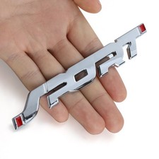 Adesivo auto SPORT ARGENTO 3D cromato in metallo moto camion tuning 13,8X2cm