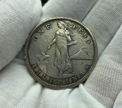 1908-S Silver One Peso Philippines, United States Administration KM #172 O375