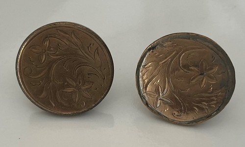 Antique Victorian Round Etched Cuff Links