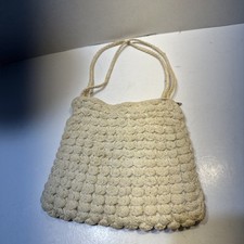 Antique Small Crocheted Purse 7  Wide Beige Zippered
