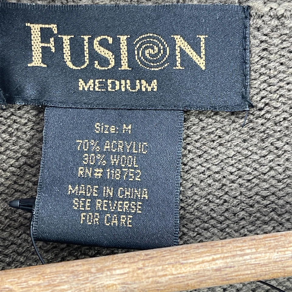 Fusion Academia Sweater Men Brown Preppy Colorblock Wool Blend V Neck Size M - Image 4 of 4