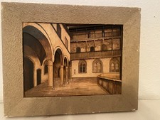 Quadro in legno in 3d vintage anni 70, Rif. Cortile Interno , da Collezione