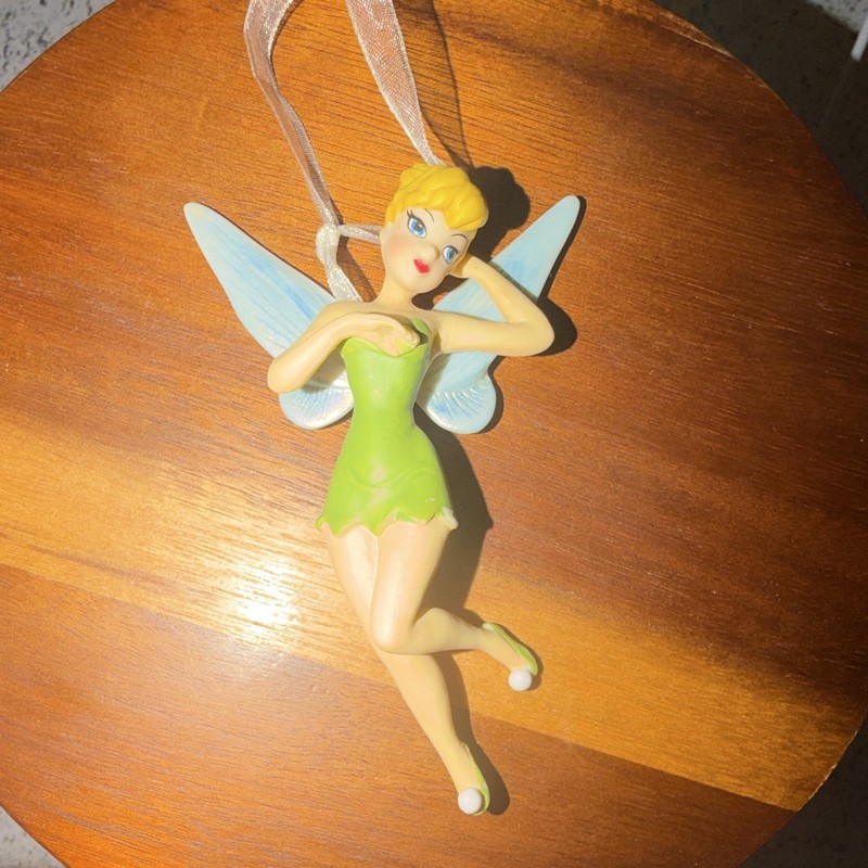 Disney Tinker Bell Holiday Hanging Ornament Figurine w/ Ribbon, 2014 Plastic