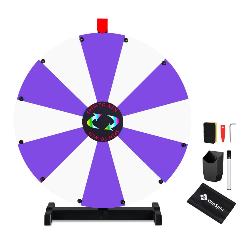 WinSpin 24" Display Prize Wheel Purple & White Modular Custom Tabletop 12 Slots