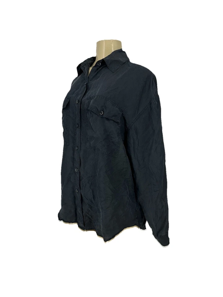 De colección Jonathan Martin 100% Seda Mujer Mediana Abotonada Manga Larga Negro 1-0 Foto 2 de 4