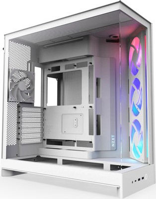 NZXT H9 Flow RGB , Tower-Gehäuse weiß (matt), Tempered Glass x 2