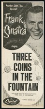 1954 Frank Sinatra photo Three Coins in the Fountain record release vtg trade ad