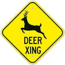 Deer Xing Crossing with Graphic Sign, 12X12 Inches, Rust Free .040 Aluminum, Fad