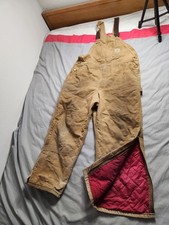 Vintage Carhartt Quilted Lined Canvas Overalls Mens Size 42x30 Brown R02 BRN USA