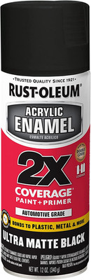 372699 Acrylic Enamel 2X Spray Paint, 12 Oz, Ultra Matte Black (Pack of 1)