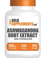 BulkSupplements Ashwagandha Root Capsules - 600mg per Serving - 240 Capsules