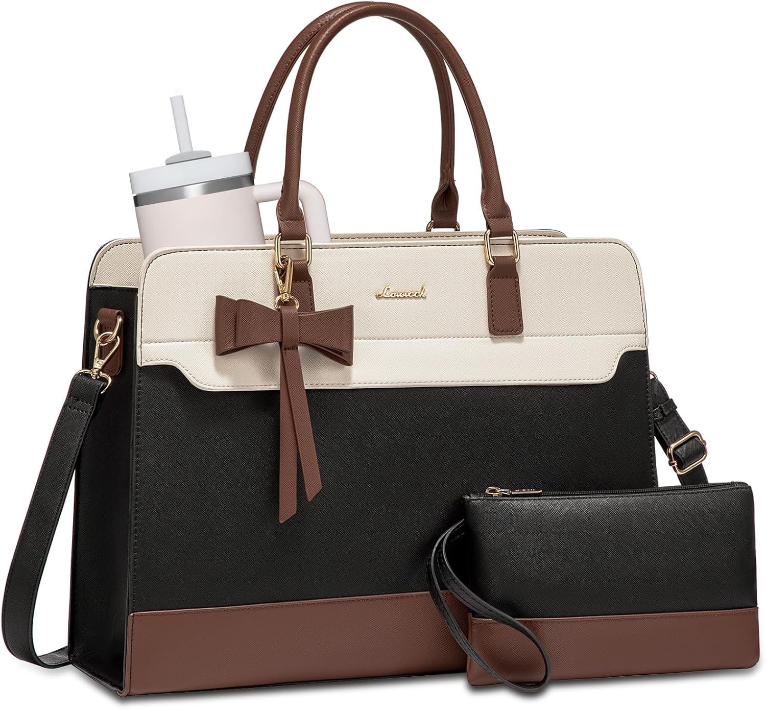 LOVEVOOK Laptop Tote Bag for Women,Leather Work Bag, Waterpr