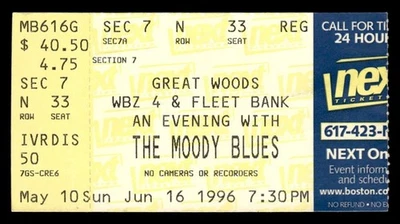 The Moody Blues 1996 Jun 16 Ticket Stub Mansfield MA Great Woods *TS76 - Image 1 of 2