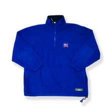 Rare Vintage Nissan Skyline GT-R Racing Team Fleece Pullover Blue L 1/4 Zip JDM