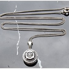 925 STERLING SILVER ROUND CUT NATURAL DIAMOND HALLO PENDANT NECKLACE 18" AT