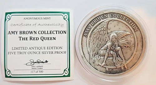 Amy Brown - The Red Queen - 5 oz Silver Proof Antiqued Round with COA #117/500