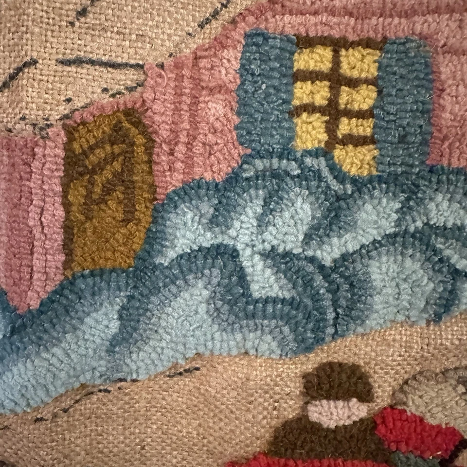 Vintage Cottagecore Crewel, Wall Decor, Hooked Rug, Needlework Unfinished 40”x30 - Image 4 of 4