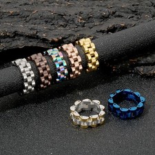 Titanium Steel Ring Watch Chain Design Hip-Hop Ring Gift