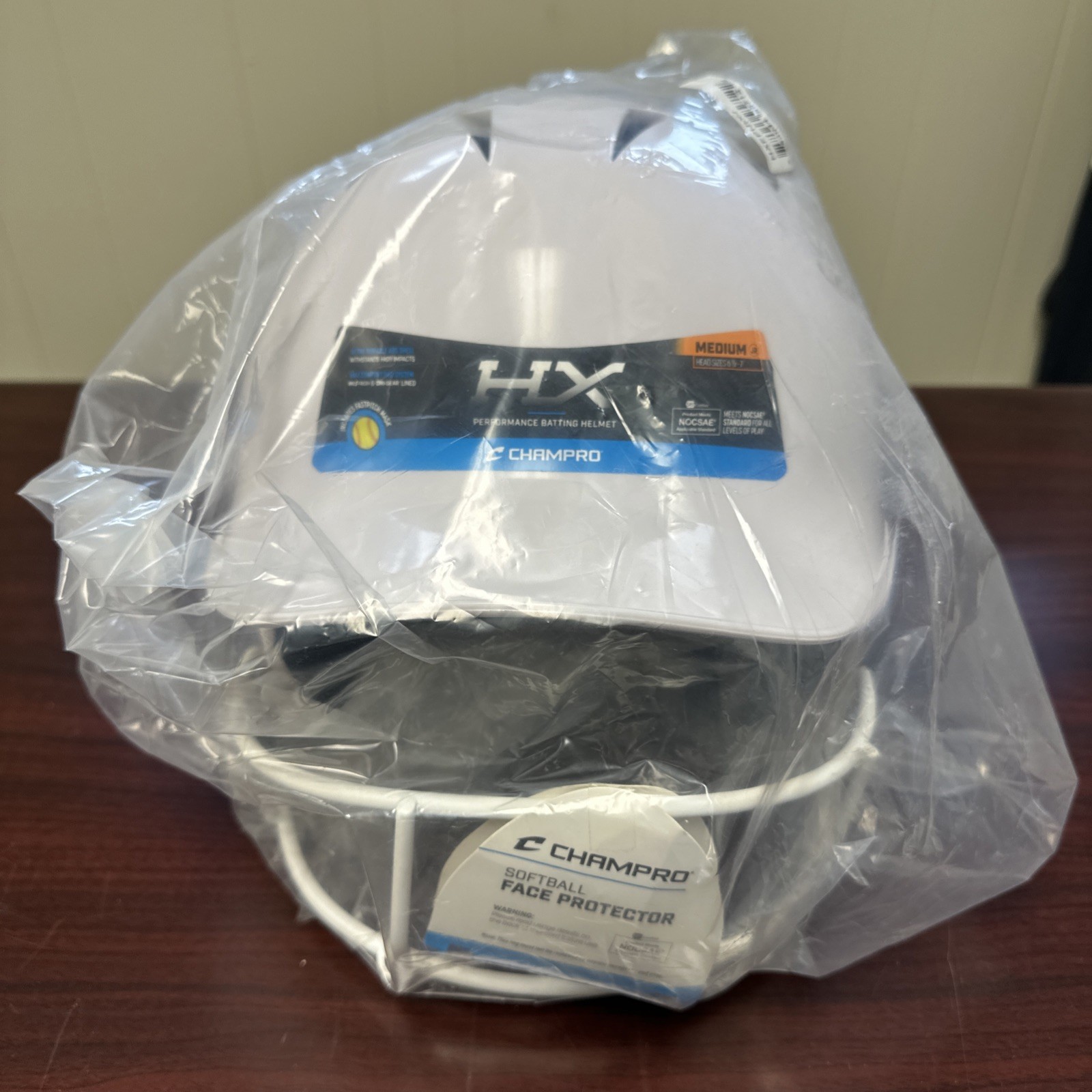 Champro HX Performance Batting Helmet Softball w/ Face Protector White Medium 