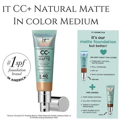 It CC+ Natural Matte Color Correcting Pore Refining in Medium - NIB