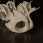 Set of 8 White Ceramic Swan Napkin Rings Holders, Glossy Bird Theme — photo 2