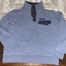 Patagonia Sweater Pullover Quilt Snap-T Womens Small Organic Cotton Blue