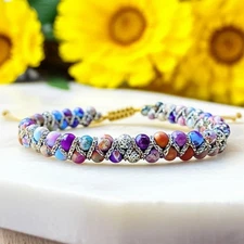 Handmade Braided Bracelet Sea Sediment Beads Chakra Healing Reiki Bracelet Gift