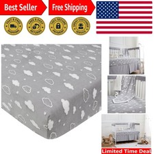 Indulgently Soft Gray 3D Cloud Crib Sheet - Perfect for Toddlers  Babies