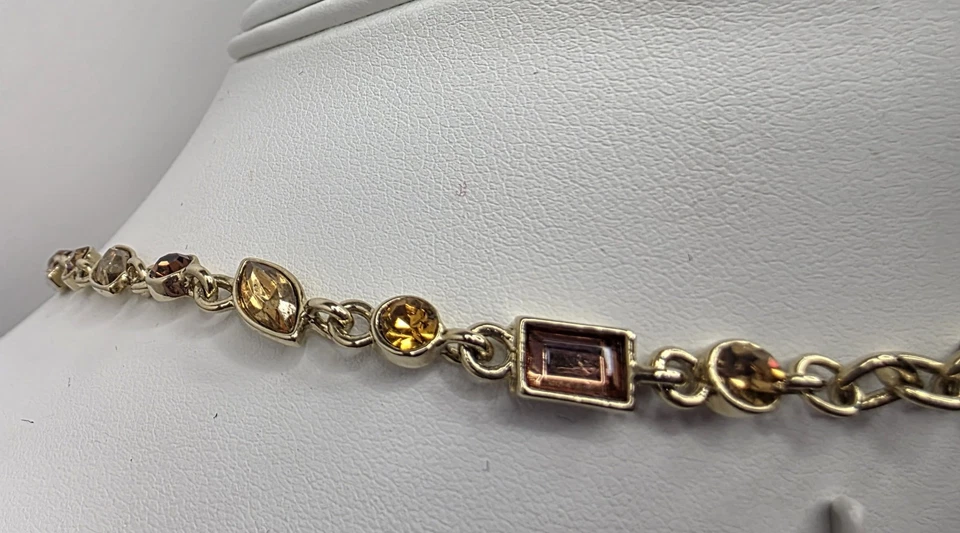 Sparkly Browns/Ambers 水钻金石项链、耳环、手链套装 — 第 3/4 张图片