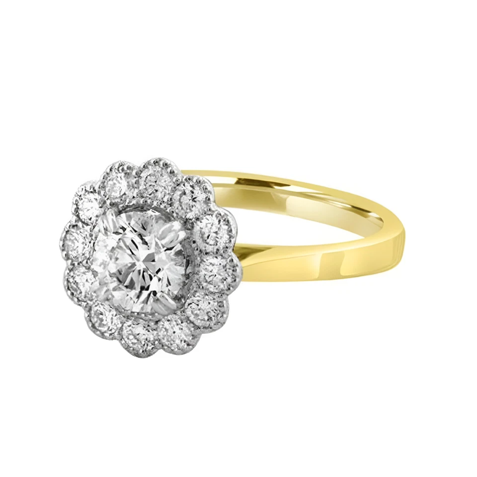 Engagement Ring 0.80 Ct Diamond Round Cut Semi Mount Setting 14k Multi Tone Gold - Image 2 of 4