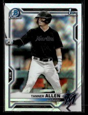 2021 Bowman Draft #BDC-165 Tanner Allen Chrome Refractor Card Miami Marlins