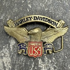Vintage 1991 Harley Davidson Belt Buckle H528 Solid Brass Eagle USA Biker Baron