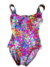 Cole of California Women-12 Floral One Piece Swimsuit RN 16580 Vtg USA Made EUC