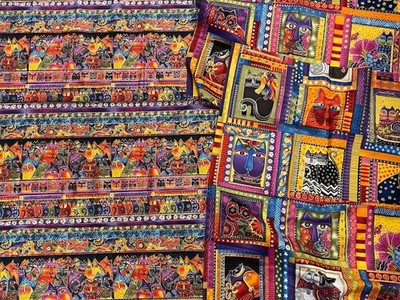 LAUREL BURCH FABULOUS FELINES fabric (2 Different Prints)