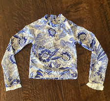 Janie and Jack Girl's Floral Rash Guard Sz 6 Long Sleeve toile Swim Top