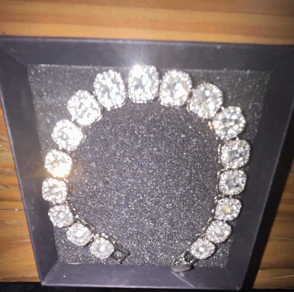 Unisex Lab created Baguette Bracelet Stainless Steel & Crystal Encrusted 💎 - Image 2 of 4