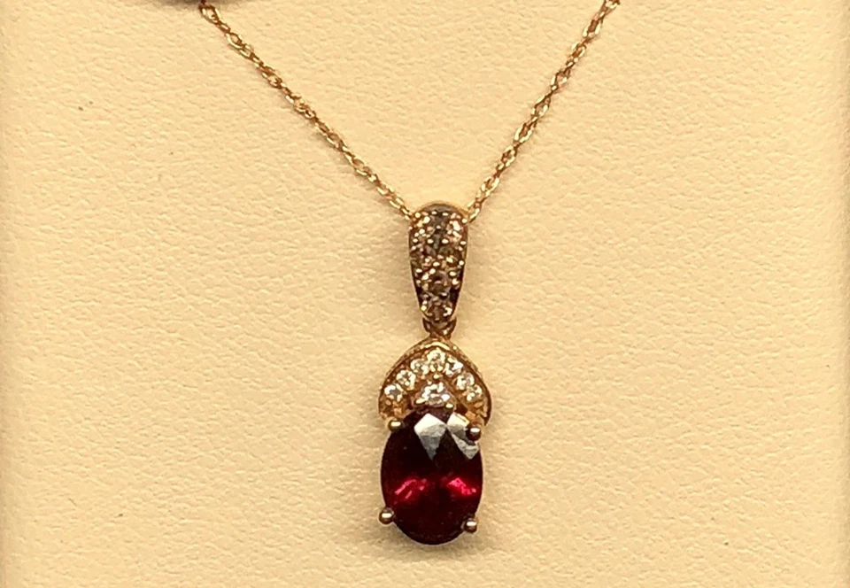LeVian Pendant Necklace 1.57 ct Chocolate Diamonds Rhodolite Garnet 14k NEW - Image 4 of 4