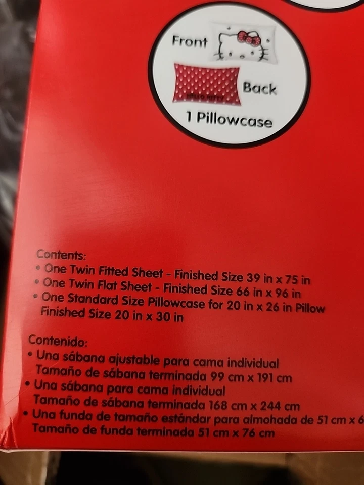 Комплект из 3 простыней Hello Kitty Big Bow Energy Twin - Изображение 4 из 4